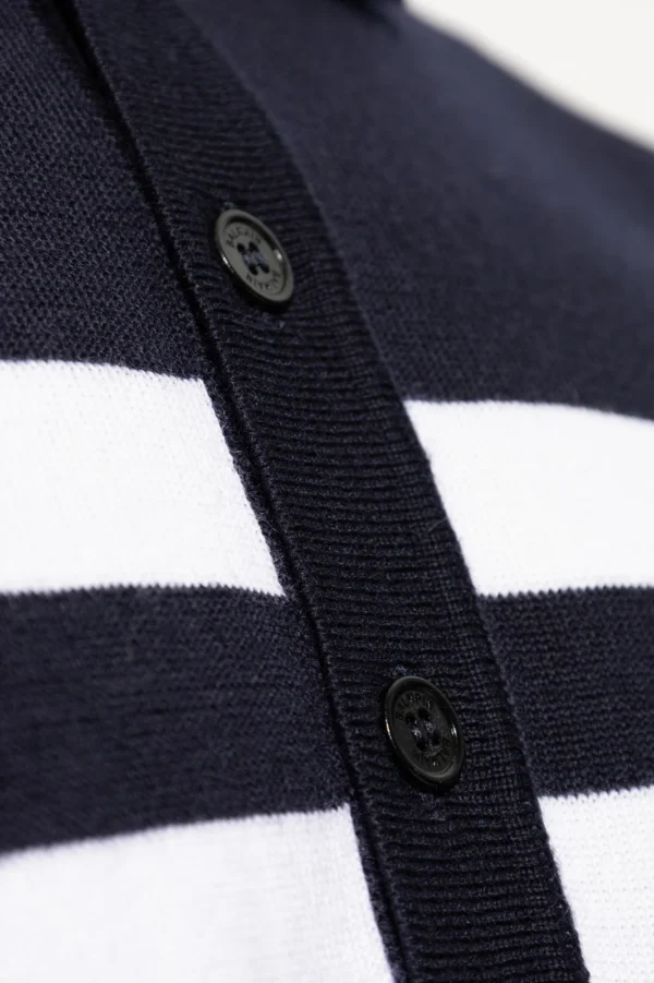 Balmain Logo Patch Striped Polo Shirt