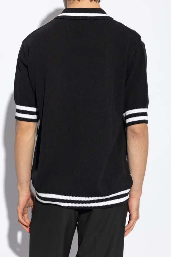 Balmain Diamond Pattern Knit Polo Shirt