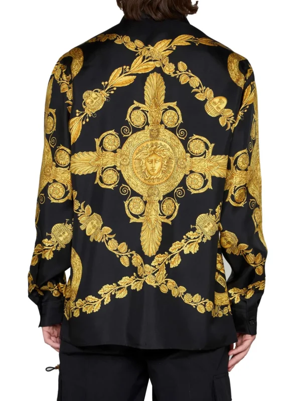 Versace Baroque Pattern Long Sleeved Shirt